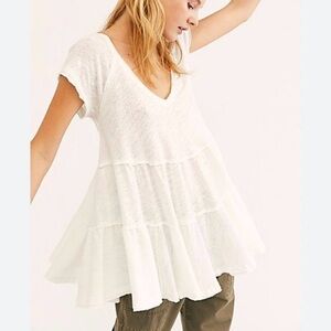 Free People Sunshine in The Rain Tee White